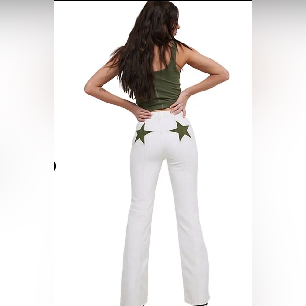 Free People Firecracker Flare Jeans We The Free Suede Stars Desert Plains